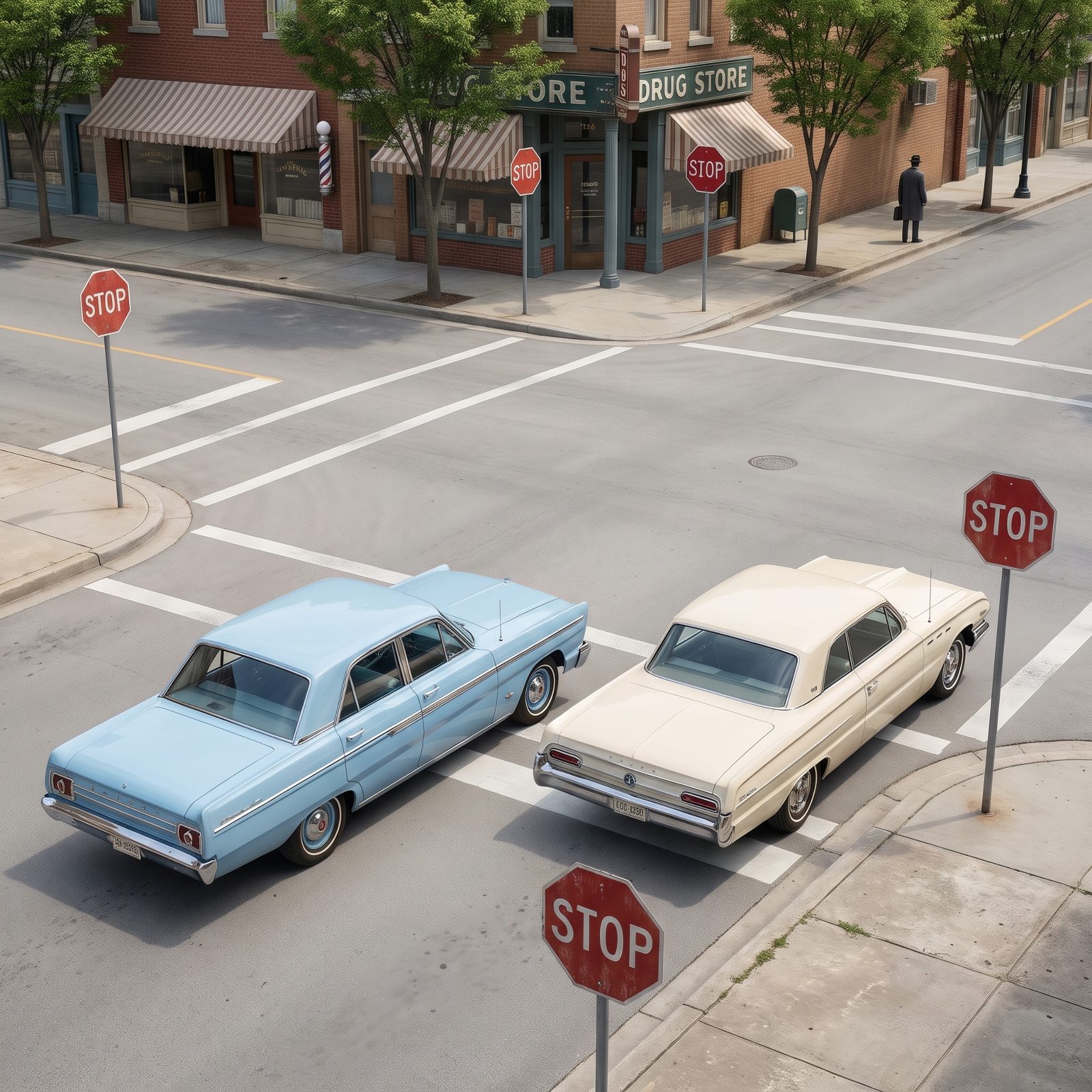Yielding to the Car on Your Right at a Four-Way Stop